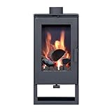 Kaminofen holzofen ALAZ K8M Schwarz 9 kW, Kamin Heizofen Dauerbrandofen Holzofen, Кaminholz Hüttenofen, Кaminfeuer, Briketts Kamin, Fireplace Wood