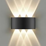 GOOSKI LED Wandleuchte IP65 für Innen und Außen, 6W Wandlampe Up und Down mit 6 Lichtquellen, 3000K Warmweiß Außenwandleuchte, Aluminium LED Lampe für Wohnzimmer Schlafzimmer Treppenhaus Flur Balkon