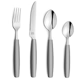 Beckmann & Rommerskirchen VALOA Besteck Set 4 Personen | 16-teilig | Grau | Spülmaschinenfest | Hochglanzpoliert | Essbesteck: 4x Messer, Gabel, Esslöffel, Kaffeelöffel