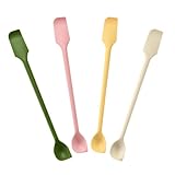 4 Stück Doppelkopf Silikon Spatel Klein Teigschaber Ideal für Kleine Behälter, Silicone Spatula für Marmeladengläser Cremes