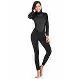 Neoprenanzug für Damen, 3 mm, Neopren, lange Ärmel, Tauchanzug, Reißverschluss hinten, zum Schnorcheln, Surfen, Schwimmen (Schwarz, M)