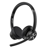 TECKNET V5.2 Bluetooth Headset mit Mikrofon, Wireless Headset mit Noise Cancelling und Stummschaltung Mikrofon, Wiederaufladbar On-Ear Kopfhörer kabellos für Trucker/Callcenter/Büro - 50+ Std. Akku