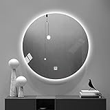 MEILISHAOMEI Beleuchteter Badezimmerspiegel mit LED-Licht, dimmbarem Touch-Schalter, Farbwechseltemperatur, runder Make-up-Rasierspiegel zur Wandmontage für Hotel/Schlafzimmer/Salon