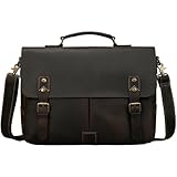 ITRHJTGP Herren Umhängetaschen Herren Aktentasche aus echtem Leder A4 Datei Dokument Handtasche männlich Laptop Schultertasche Business Computer Tasche(Dark Brown(41cm))