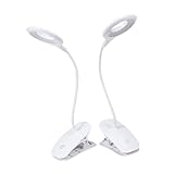 FONDOTIN 2 Stück USB Tischlampe mit Akku Augen Schonende Leselampe Flexible Klemme für Schreibtisch Nachttisch Schlafzimmer als Buchlampe und Nachtlicht