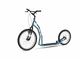 YEDOO Three Y40 Tretroller - Kickscooter für Erwachsene mit Luftreifen 20/16 und Tragfähigkeit bis zu 150 kg. Scooter Roller mit verstellbarem Lenker. Blau