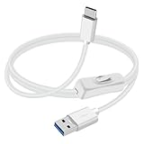 YINGAYOU USB A auf USB C mit Schalter Type C Kabel mit Schalter Unterstützt 5 Gbps Datenübertragung und Stromversorgung, für Laptops, PCs, Telefone, Autos (Weiß, 1.5 m)