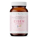 InnoNature Eisen Pulver Kids I aus Bio-Apfel, Buchweizenkeimlingen und Acerola I 50g Pulver 8mg Eisen + 40mg Vitamin C pro Messlöffel, Vegan ohne Zusatzstoffe