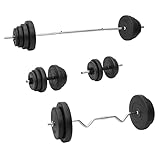 Langhantel und Kurzhantel mit Gewichten 120 kg, LAPOOH Hanteln Set, Kurzhanteln, Dumbbells, Hantelset, Kraftraining, Strength Training Equipment, Gewichte Set 3145032