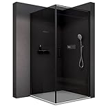 BERNSTEIN Duschkabine 90x90cm Höhe 195cm Eckdusche Fronteinstieg Duschabtrennung NT416 mit Rahmen mit Hebe- Senktür und Schwallschutzleiste, 8 mm ESG Sicherheitsglas in Klarglas mit Nanobeschichtung
