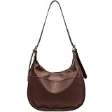 KESUDE Umhängetasche Damen Mittelgroß, PU Leder Schultertasche Handtasche Vintage Beuteltasche Tote Bag Tragetasche Hobo Große Kapazität mit Reißverschluss für Schule Büro Arbeit Uni, Kaffee