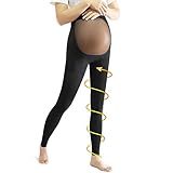 Beister Schwangere Medizinische Kompressionsstrumpfhose, 20-30 mmHg Kompressionsstrümpfe ohne fuß, Lang Kompressionshose mit Elastischem Knopfband & Bauchschutz, Klasse 2 Maternity Kompressionleggings