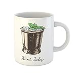 Awowee Kaffeebecher, braun, Cocktail, Minze, Julep für das Derby, alkoholisches Getränk, 325 ml, Keramik-Teetasse, tolles Geschenk oder Souvenir für Familie, Freunde, Kollegen