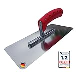 BACHSAM® Made in Germany Edelstahl venezianische Glättekelle trockenbau, Kelle Putz glatt Glätter 280mm x 130mm mit runden Ecken, Softgriff zum Verputzen, Glätten, Glättscheibe-Traufel.