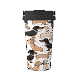 Dackel - Thermo-Kaffeebecher zum Mitnehmen - 500 ml - Thermobecher mit Deckel, auslaufsicher, Thermobecher aus Edelstahl für Büro, Camping, Zuhause und mehr