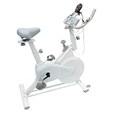 Heimtrainer Indoor Cycling Bike, 80kg Tragkraft & 4kg Schwungrad, Stufenloser Widerstand mit LCD-Display, Weißes Standfahrrad für Zuhause, Fitnessstudio und Wohnung