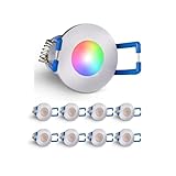 3W LED Mini Einbaustrahler, Lichtfarbe: RGBW, Dimmbar, Aluminium, IP65 Wassergeschützt, Innen- und Außenbeleuchtung (Silber, 9x Minispot)