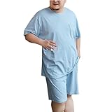 Herren Pyjama Short Sets Kurzarm Rundhalsausschnitt Pyjama Lounge Set Baumwolle Pj Set Nachtwäsche,Pj03,4XL