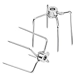 TATIVALO Fleischklammern für Drehspieß – 2er Set Edelstahl Fleischnadeln mit Feststellschraube, Zubehör für Gasgrill & Rotisserie