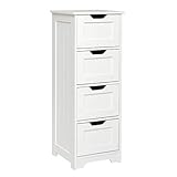 Mondeer Badezimmerschrank, Badschrank Schmal Kommoden mit Schubladen aus Holz Weiß 30 x 30 x 82 cm für Bad Wohnzimmer Flur Schlafzimmer