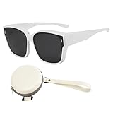 Sonnenbrillen Entworfen Für Männer Über Gläser getragen - UV-Schutz Faltbare Sonnenbrillen | Sport Fahren Angeln Reise Wandern Draußen Frauen Männer, Weiß, se beskrivning