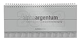 Tisch-Querkalender alpha argentum 2022 - Büro-Planer 29,7x13,5 cm - Tisch-Kalender - 1 Woche 2 Seiten - silber - Ringbindung - Alpha Edition