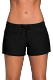 Yavero Badeshorts Damen - Badehose Damen - Schwimmshorts Frauen - UV Schutz Schwimmhose Kurze Locker Boardshorts für Strand Surf Beach, Schwarz 38-40=Etikettgr.M