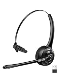 TECKNET Bluetooth Headset mit Mikrofon & USB Dongle, kabelloses PC Headset, Rauschunterdrückung und Freisprechen Chat Headset für Computer, Callcenter, Telefonkonferenzen, Super Leicht, Ultra Komfort