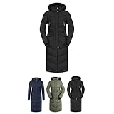 Lazura - Thermomantel Sophia – Wintermantel für Damen – wattierter Reitmantel – Steppmantel mit abnehmbarer Kapuze – atmungsaktiv, wind- & wasserabweisend – Mantel in Schwarz – Gr. S