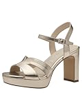 Tamaris Damen Sandalen mit Absatz Vegan Blockabsatz; LIGHT GOLD/metallic; 38