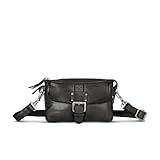 Cas8 Handtasche DANY, kleine Damen Umhängetasche aus Leder, als Gürteltasche tragbar, 3 Fächer mit Reißverschluss für perfekte Organisation, graphite