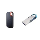 SanDisk Extreme Portable SSD 2 TB & Ultra Flair USB 3.0 Flash-Laufwerk 64 GB (Rescue Pro Software, Passwortschutz, robust, schlankes Metallgehäuse, 150 MB/s Übertragungsgeschwindigkeit) Blau