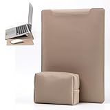 YealRed 13,3–14 Zoll Laptop Hülle für MacBook/iPad/Surface/Lenovo/HP Weitere Laptops, Aus Hochwertigem PU-Leder, Mit Ständer + Mauspad, Kratzfest, Wasserfest, Mit Ladegerätet Tasche (Helle Sandfarbe)