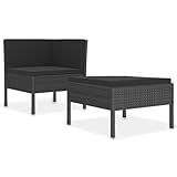 [Finlon Gartenmöbel] – 2-teiliges Polyrattan-Lounge-Set mit Kissen – schwarze Outdoor-Möbel für stilvolles Entspannen im Garten