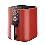 Digitale Heißluftfritteuse, 1350 W, Timer- und Temperaturregelung, 5 l, ölfreier, gesunder Kocher, rot Safehappy