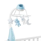 CHICCO First Dreams Rainbow Musical Karussell, 3in1 Neugeborenen Karussell mit beruhigenden Melodien und Regenbogen Projektion, mit 4 weichen Anhängern, kompatibel mit Next2Me Wiegen, 0 Monate +, Blau