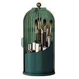 Make-up-Pinselhalter-Organizer | Kosmetikvitrine mit Deckel – um 360 Grad drehbarer Schreibtisch-Aufbewahrungsbehälter für Kosmetika, Nagellack, Kunstbedarf, Kosmetikpolitur, drehbar mit für