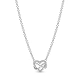 PANDORA Moments Funkelnde Unendlichkeits-Herz Collier-Halskette aus Sterling Silber mit Zirkonia Steinen, Größe 50cm, 392666C01-50