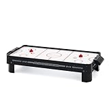 Sportime Airhockey Tischauflage Set | Mobiles, klappbares Air-Hockey Tischspiel mit Luft Gebläse | Inkl. Pucks u. Pusher | Aufsatz aus Holz u. Kunststoff | 102x51x20 cm | 9,5 kg