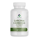 Garcinia Cambogia hochdosiert 500 mg, Garcinia Extrakt mit 60% HCA aus Malabar-Tamarine, 60 Kapseln für 1 Monat, Nahrungsergänzung ohne Zusätze, Made in EU
