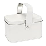 Ideen mit Herz | Metalldose mit Deckel & Henkel | Vorratsdose | Retro-Design | Vintage | 10,7cm x 8,1cm x 6,2cm | cremefarben | lebensmittelecht