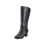 Rieker Damen Klassische Stiefel 96059, Frauen Stiefel,uebergangsstiefel,uebergangsschuhe,langschaftstiefel,hoher Absatz,schwarz (00),40 EU / 6.5 UK