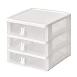 Kosmetik Organizer Schubladen Drawers Make-Up Schubladenbox Schreibtisch mit 3 Schubladen Kosmetische Aufbewahrungsbox mit Kaninchengriff für Schlafzimmer, Lippenstifte, Nagellack (Transparent)