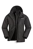 Mountain Warehouse Fell 3-in-1 Herren-Outdoor-Jacke - wasserdichte, atmungsaktive Regenjacke für Herren, Multifunktions-Outdoor Herren-Jacke, Camping-Jacke Schwarz Large