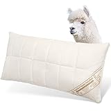 Engelshof Alpaka Kopfkissen 40x80cm mit Alpakavlies gefüllt - Alpakakissen versteppt mit 100% Alpakawolle - Bezug aus naturbelassener Baumwolle