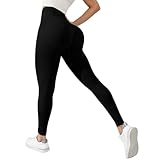 Leggings Damen High Waist Push Up Sporthose mit Bauchkontrolle Blickdicht Kompressions Elastische Yogahose Scrunch Booty Hohe Taille Sportleggins (Black-B, XXL)