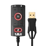 1Mii USB Soundkarte USB auf 3.5 mm Klinke Audio Adapter, Virtual 7.1 Surround Sound funktioniert für PS4/PC/Mac/Stereo Headsets, externe Soundkarte, keine Treiber erforderlich, Plug and Play