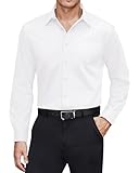 J.VER Hemd Herren Bügelfrei Stretch Businesshemden Langarm Regular Fit Hochzeit Oberteile Ehemann Büro Anzughemd,Weiß,L