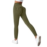 Generisch Sport Leggings Damen High Waist Mit Taschen Bauchweg Sportleggins Gym Sporthose Leggins Blickdichte Lang Po Push Up Laufhose Yoga Hosen