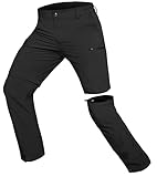 Hiauspor Wanderhose-Herren-Zip-Off-Outdoorhose-Sommer-Leicht-Trekkinghose-Atmungsaktiv-Schnell-Trockend-Funktionshose-Softshellhose-mit-5-Tiefe-Taschen (M, Schwarz)